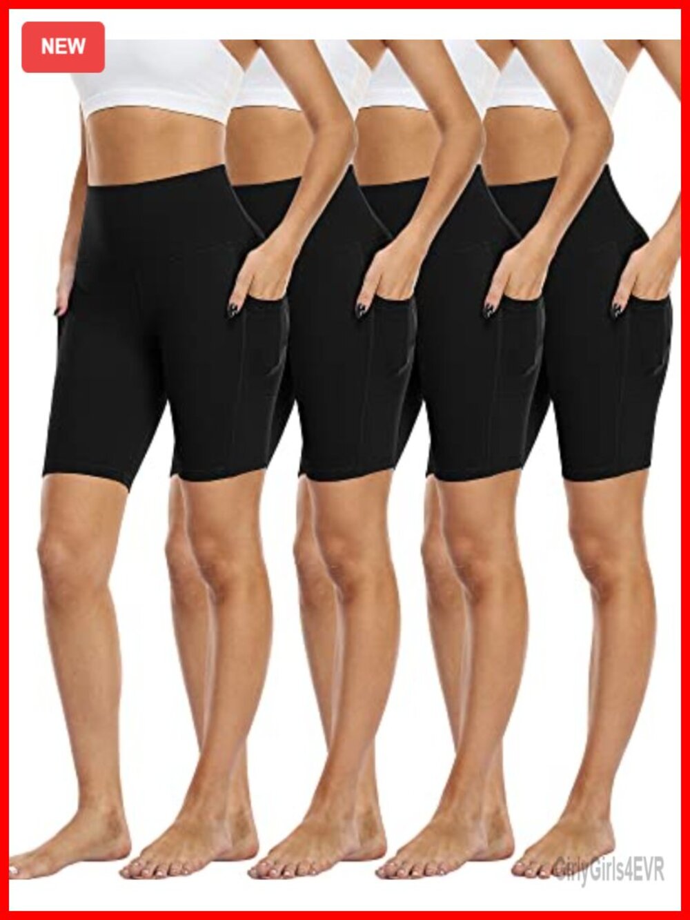High Waist Biker Shorts with Pockets 4 Pack Women's Athletic Workout Summer